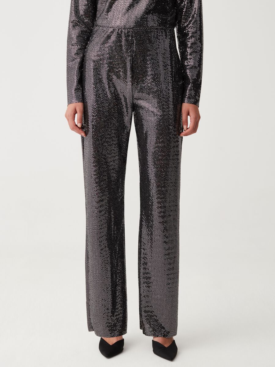 Palazzo trousers with lurex sparkles_1