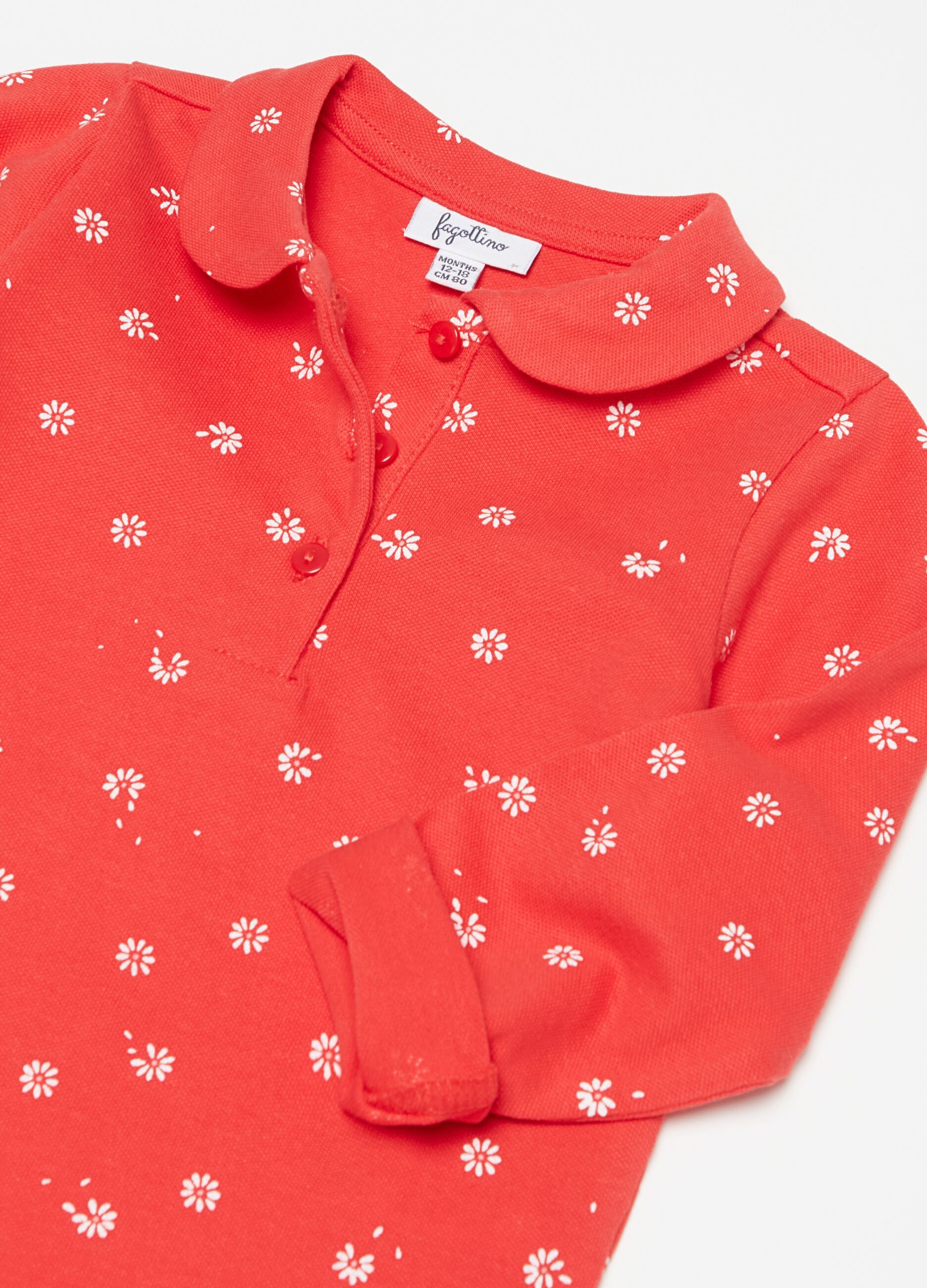 Long-sleeved polo shirt with print