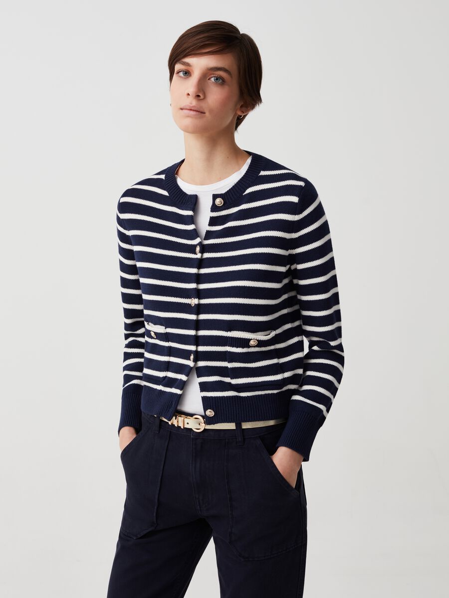 Striped cardigan with decorative buttons_0