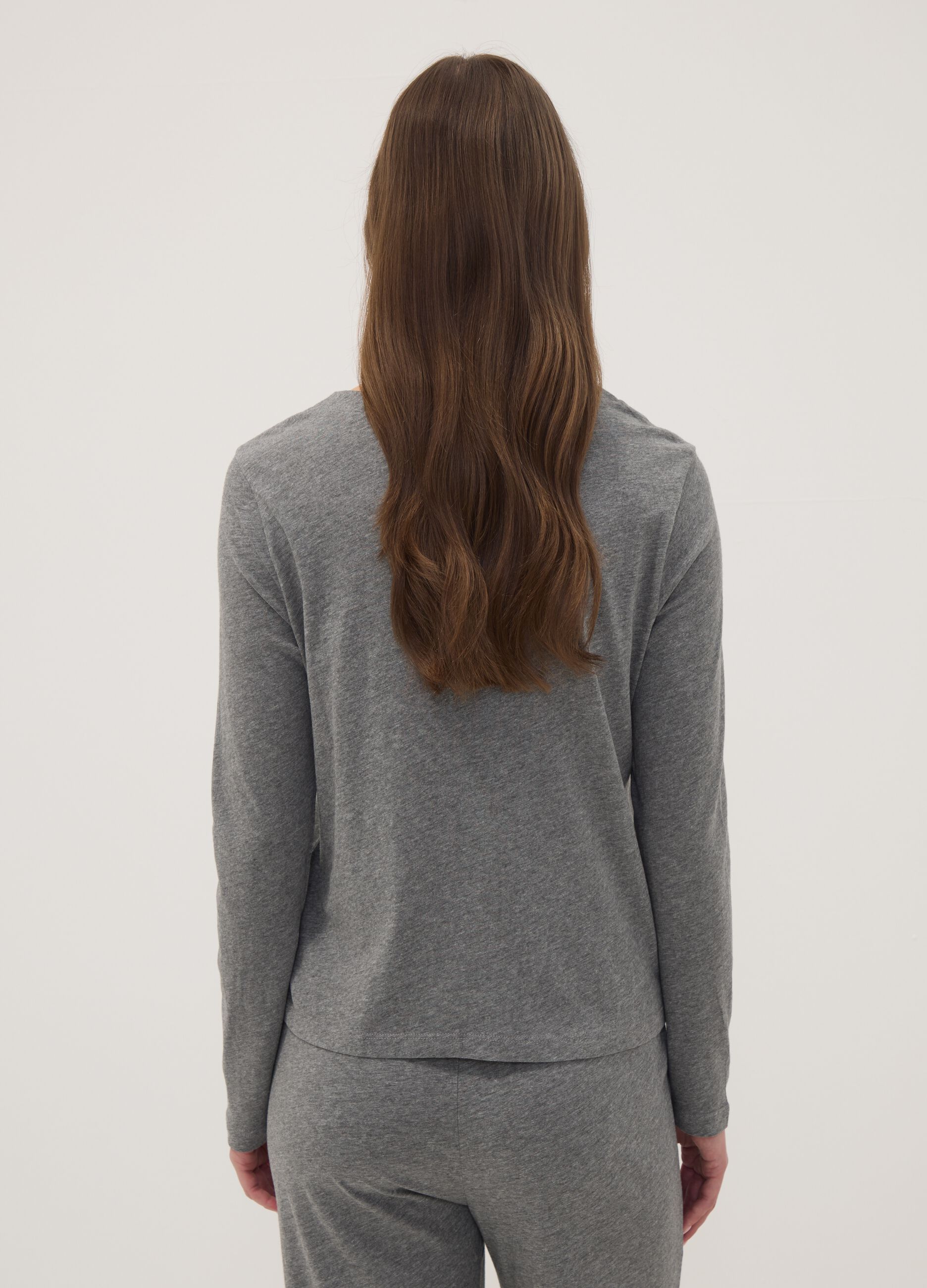 Grey cotton-viscose blend pyjama T-shirt
