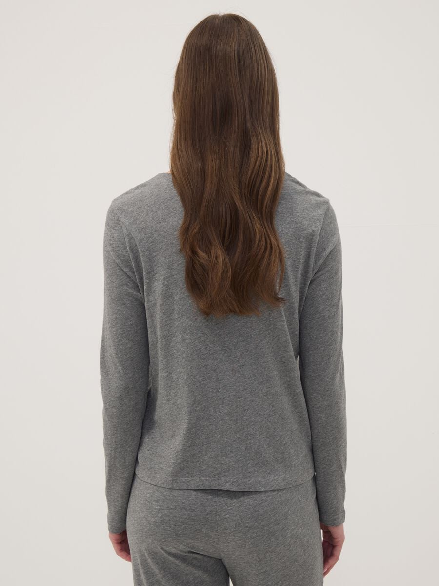 Graues Pyjama-T-Shirt aus Baumwoll-Viskose-Mix_3