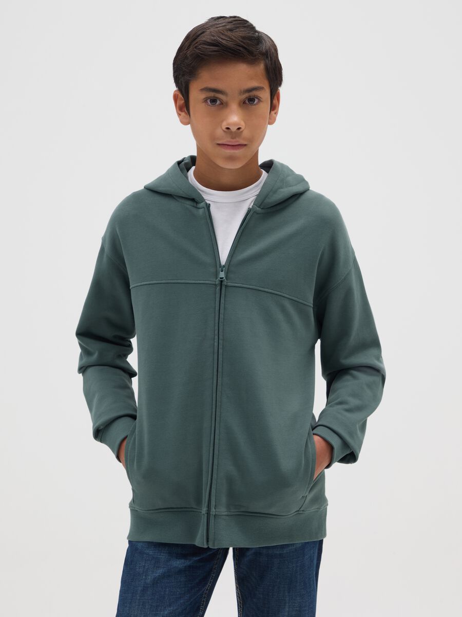 Boy's green pure cotton sweatshirt regular fit_0