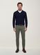 Blue viscose-blend polo with V-neck and collar, regular fit_0