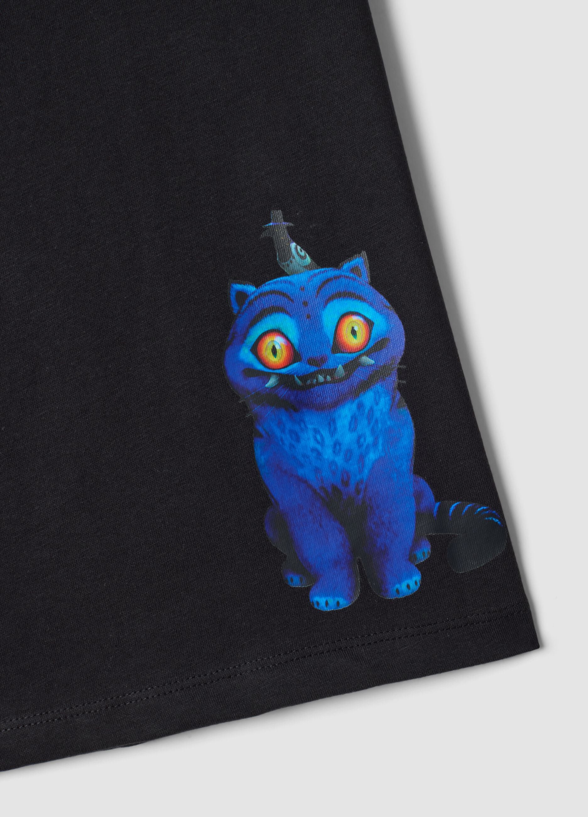 Schwarzes T-Shirt aus reiner Baumwolle mit K-Pop Demon Hunters Print f&uuml;r M&auml;dchen