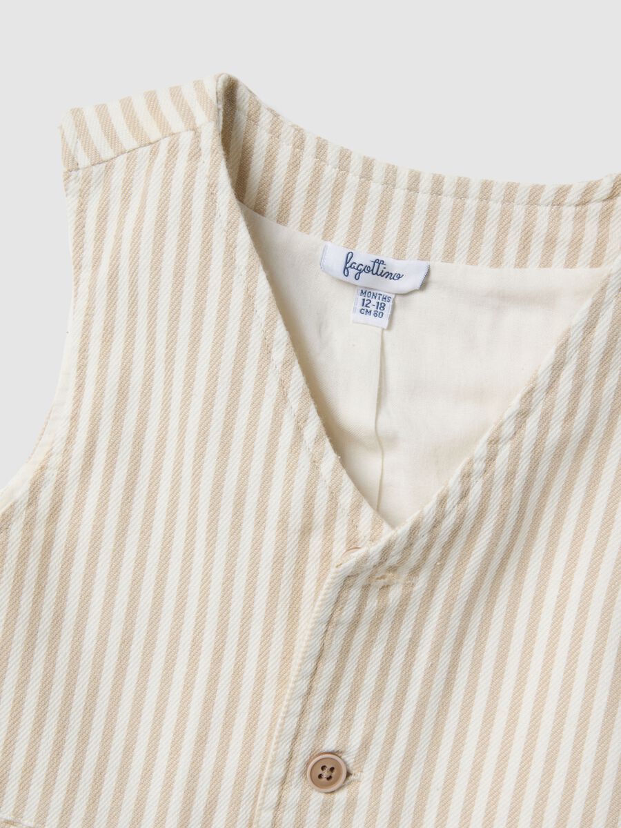 Gilet foderato in puro cotone a righe multicolor da bimbo regular fit_2