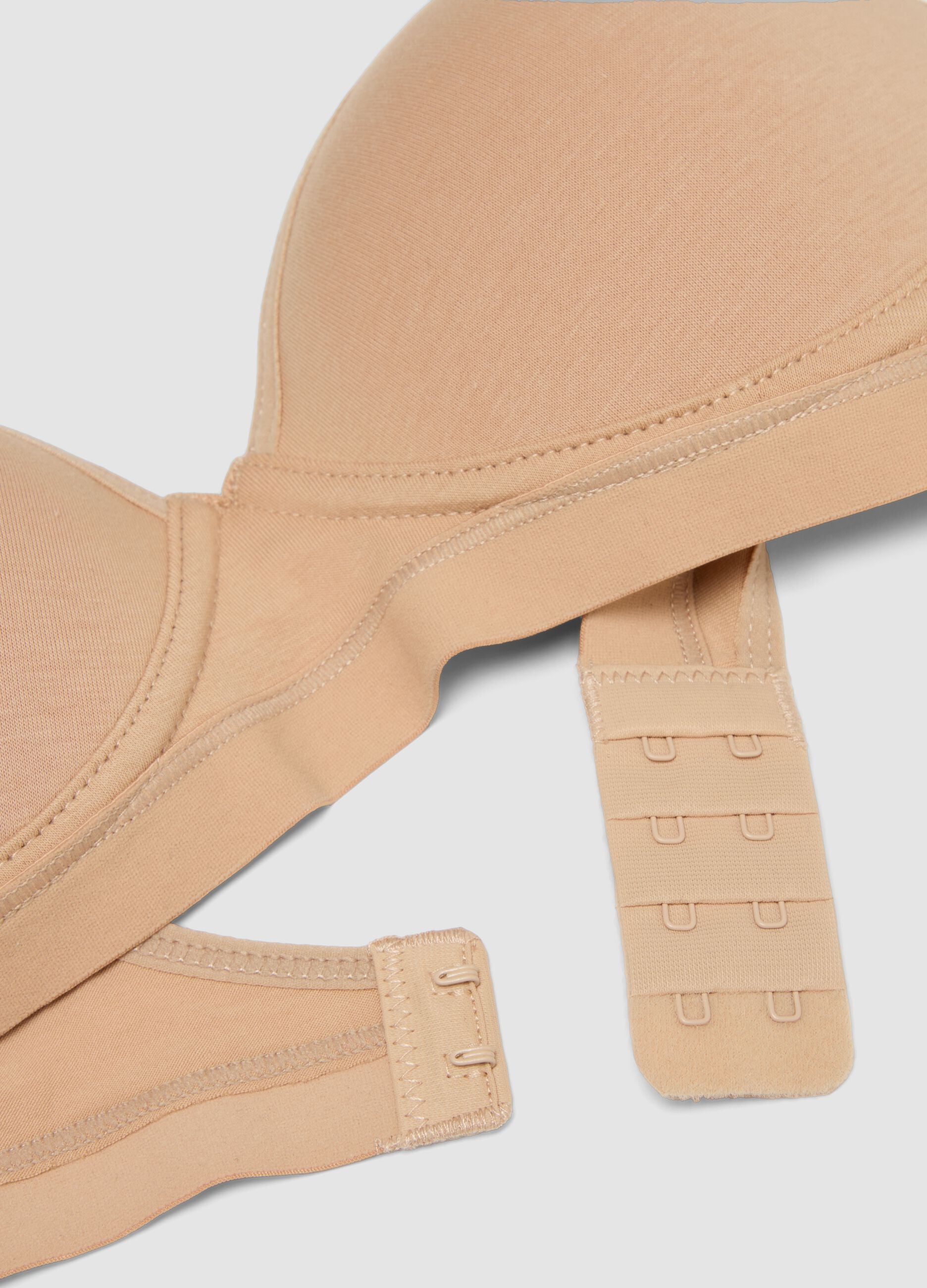 Beige stretch-cotton sports bra