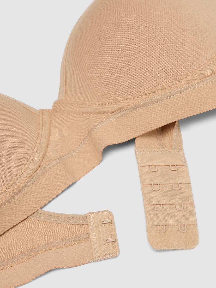 Beige stretch-cotton sports bra_1