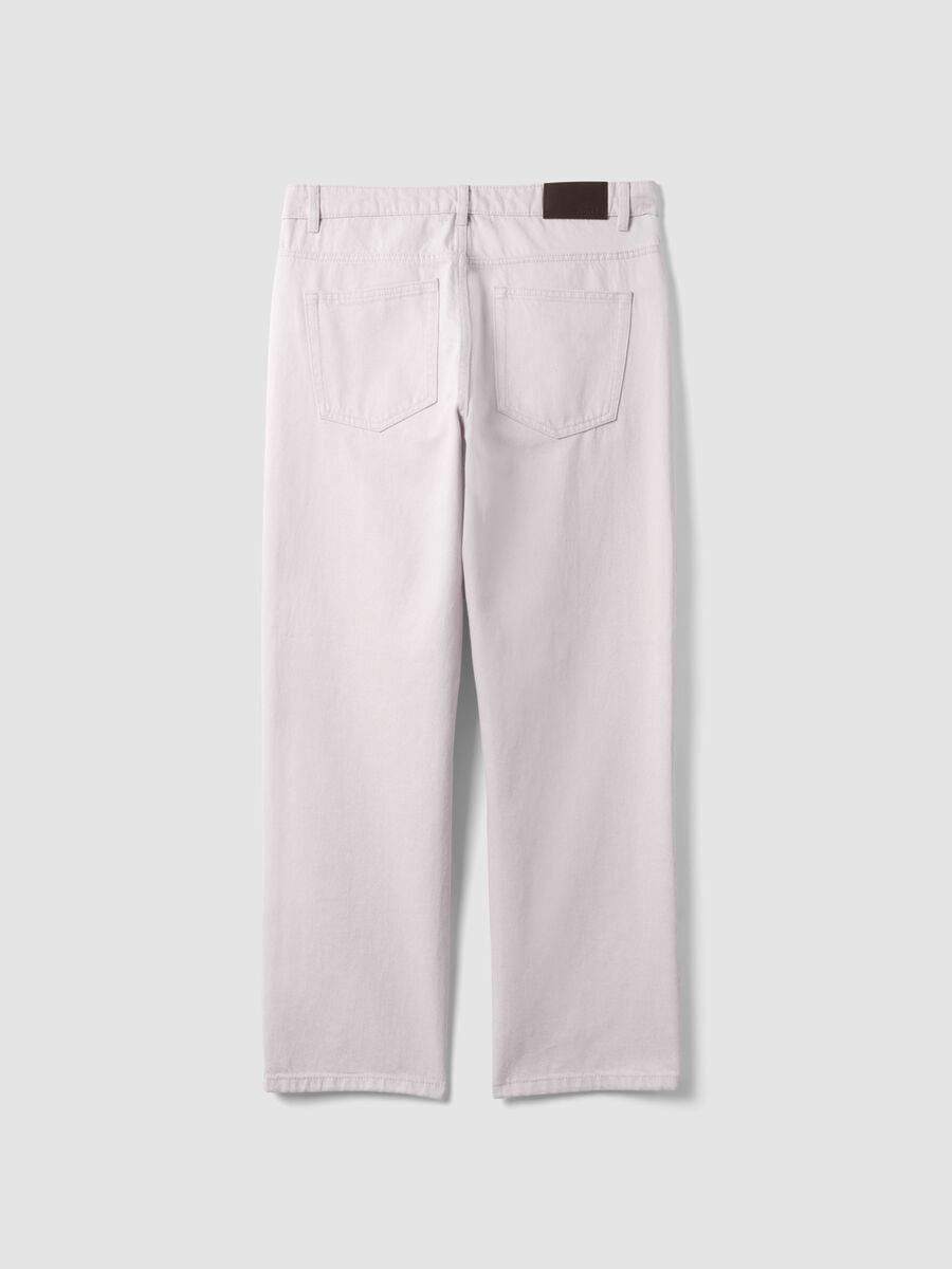 Beige straight-fit jeans in pure cotton_7