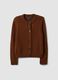 Brown pure cotton crew-neck cardigan with buttons, regular fit_4