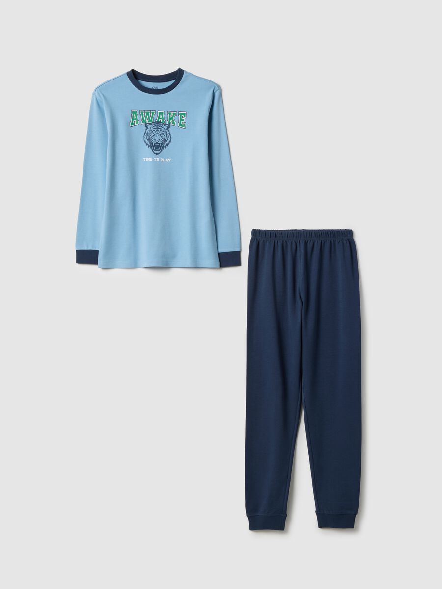 Multicoloured pure cotton regular fit pyjamas for kids with print_0