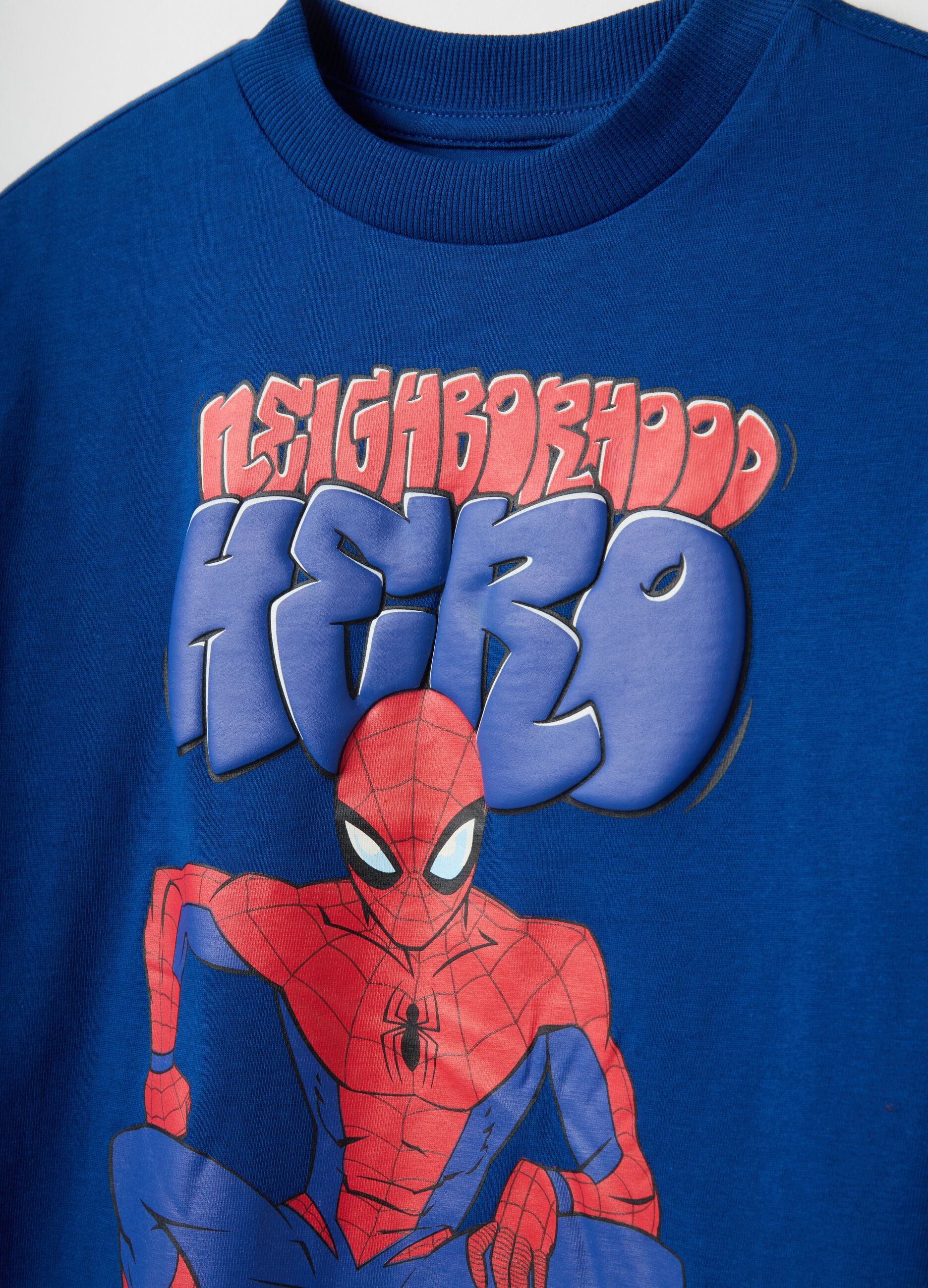 Children's long sleeve blue T-shirt in pure cotton, oversized fit