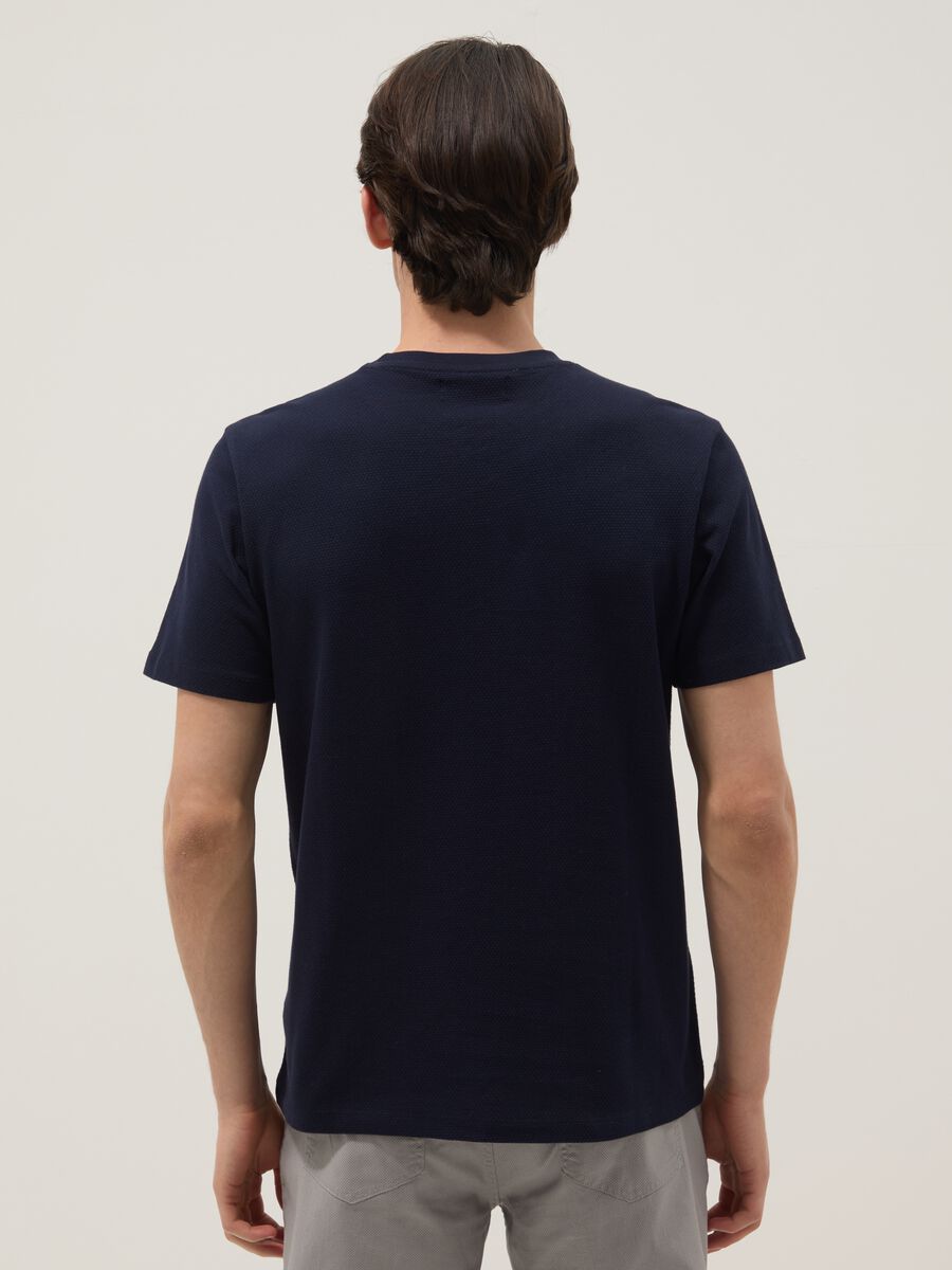 Blue short-sleeve pure cotton T-shirt_3