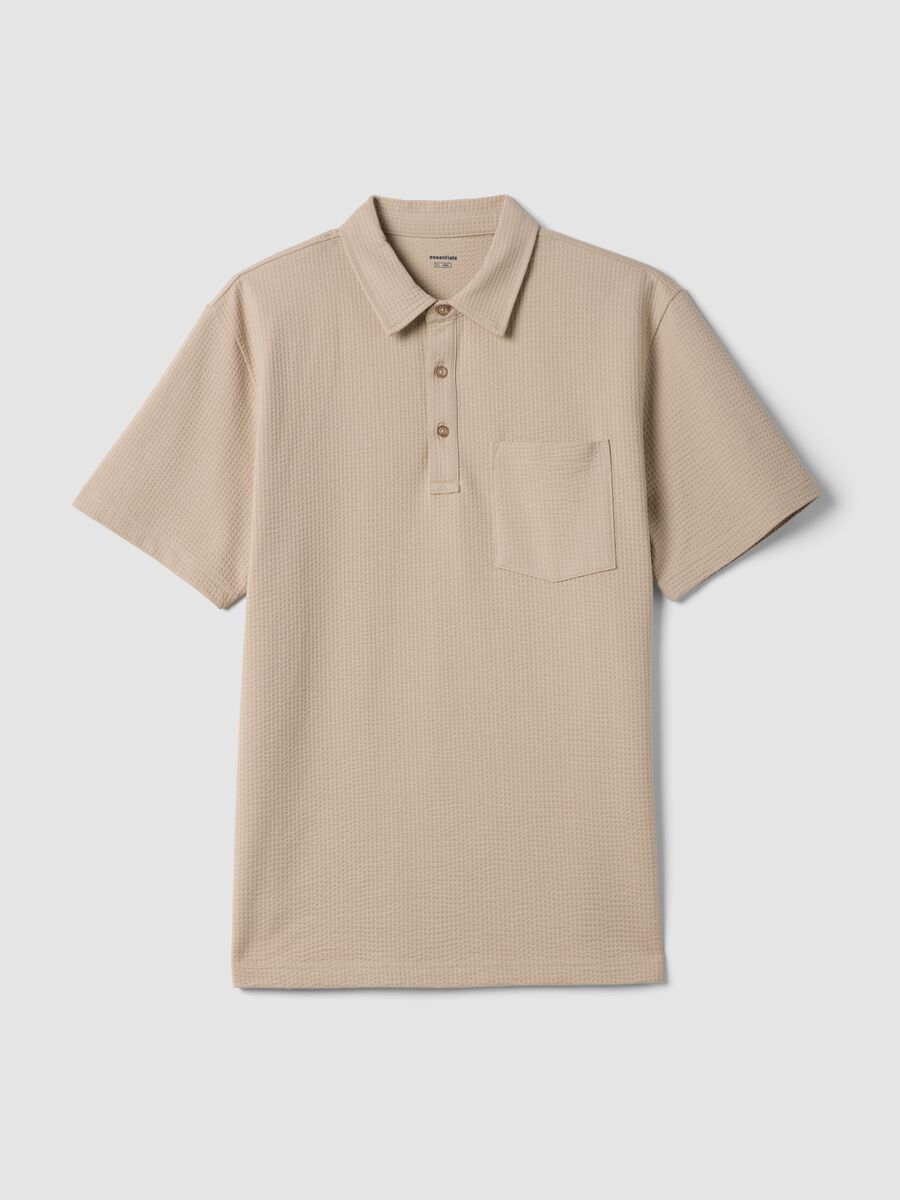 Beige short-sleeved stretch polo shirt_4