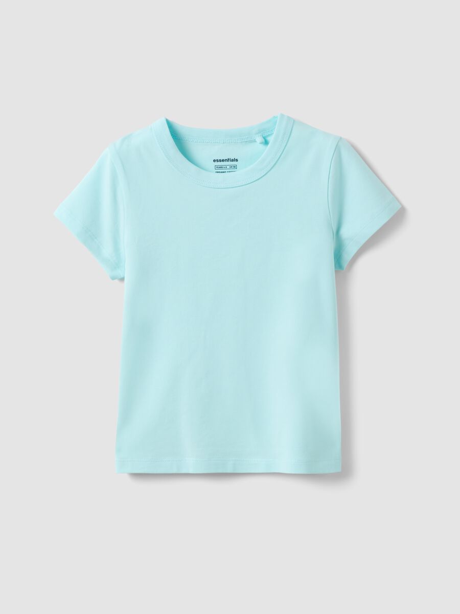 Girls&rsquo; light blue stretch cotton T-shirt, regular fit_0