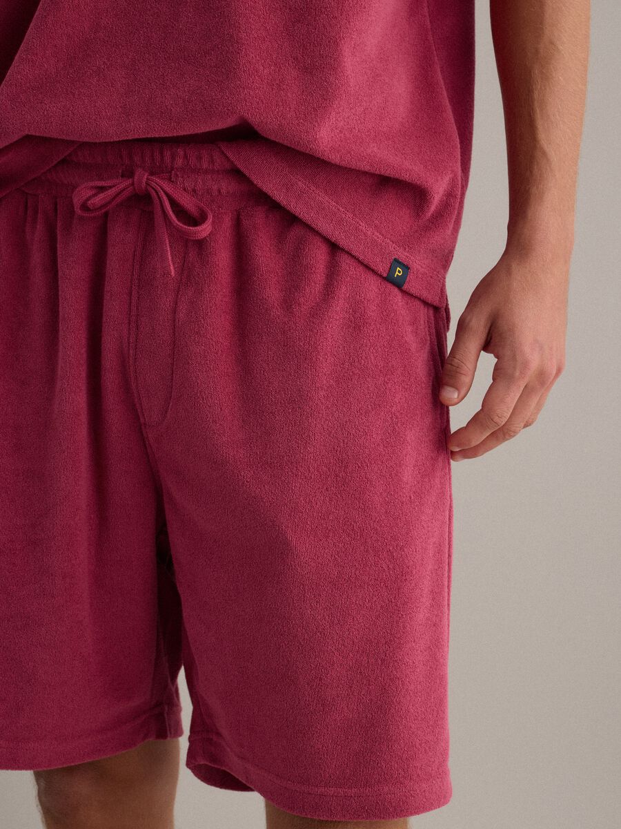 Rote Bermuda-Shorts aus Baumwollmix mit elastischem Bund_3