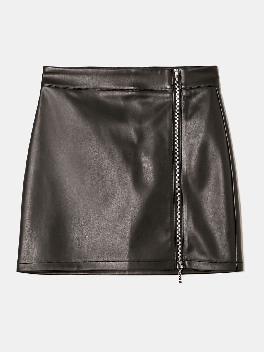 Glossy-effect miniskirt with zip_3