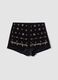 Black stretch velour slim-fit shorts with jewel embroidery_0