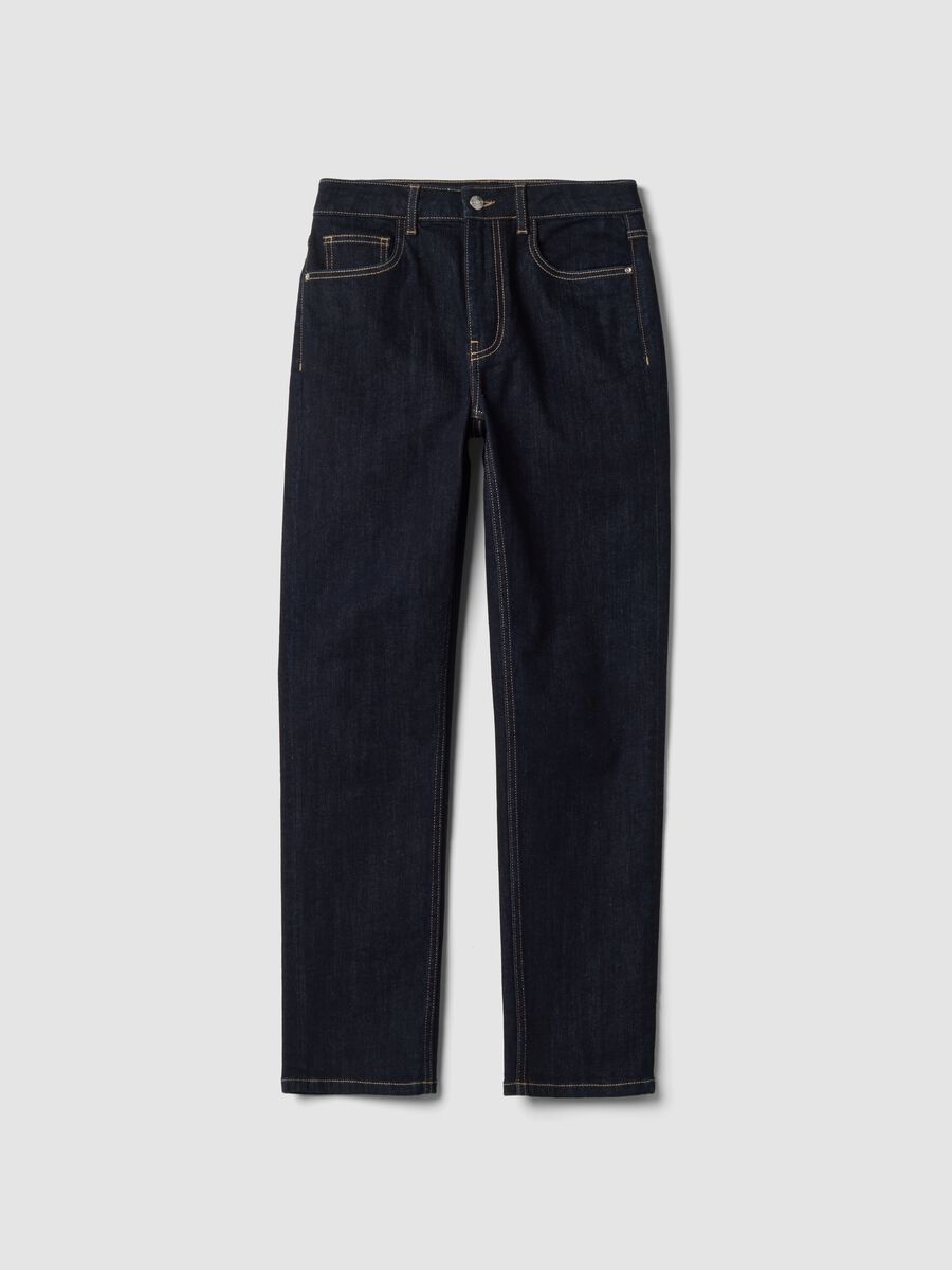 Blue slim-fit stretch cotton jeans_4