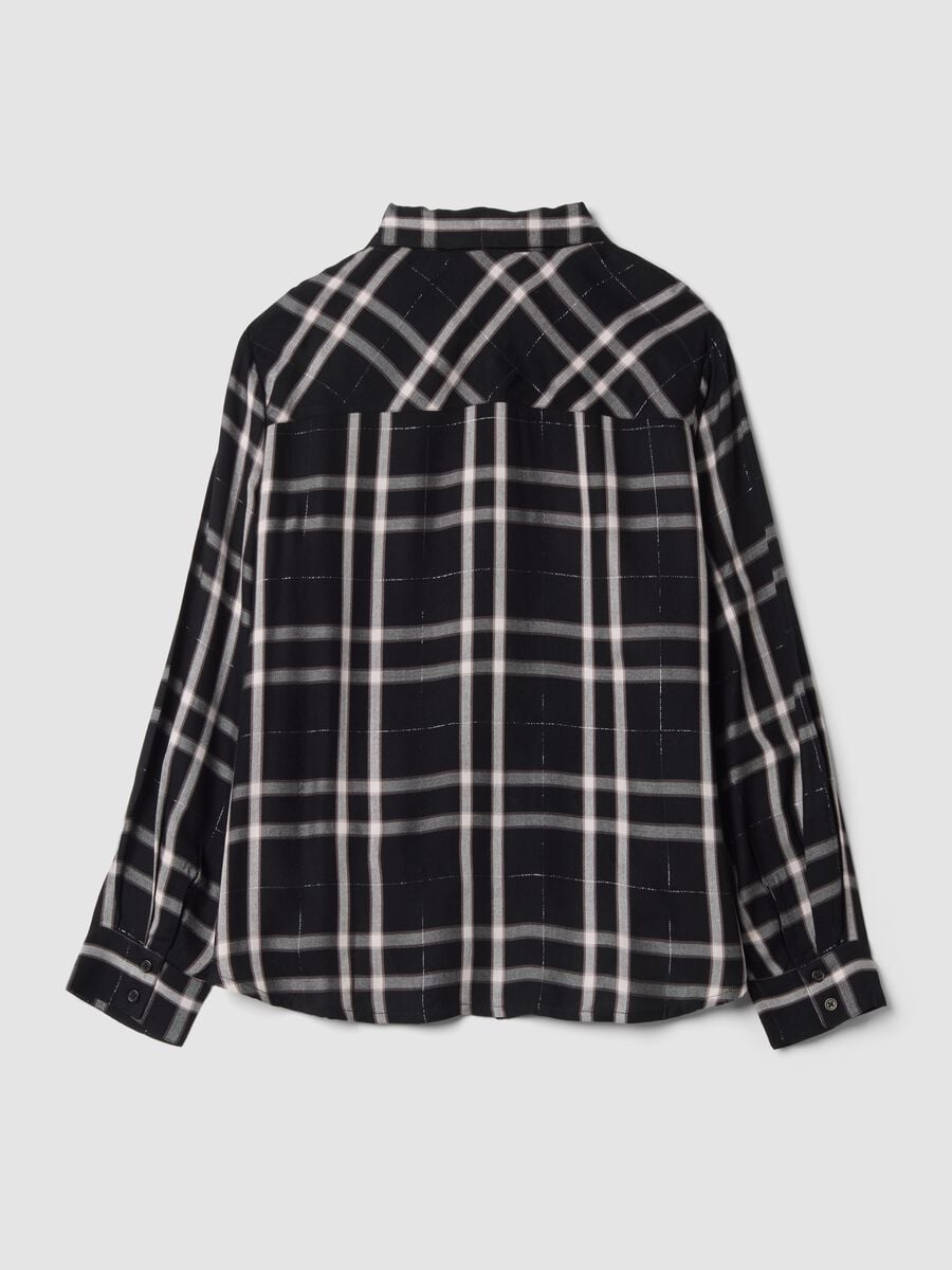 Camicia nera a quadri in misto viscosa_2