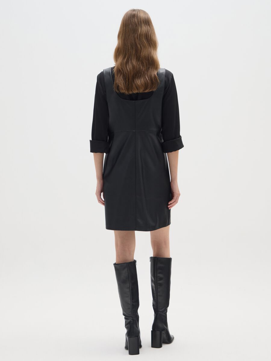 Black patent effect regular fit dress with zip_2