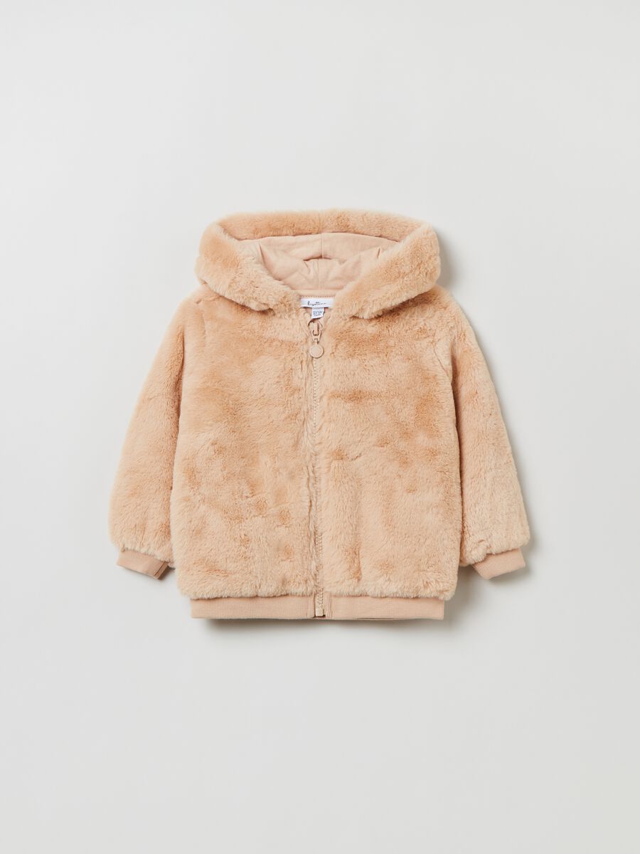 Faux fur jacket with hood_0
