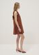 Braunes Mini-Kleid aus reiner Baumwolle in Regular Fit mit gerafftem V-Ausschnitt_1