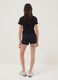 Girls&rsquo; black pure cotton slim-fit shorts with white piping_1
