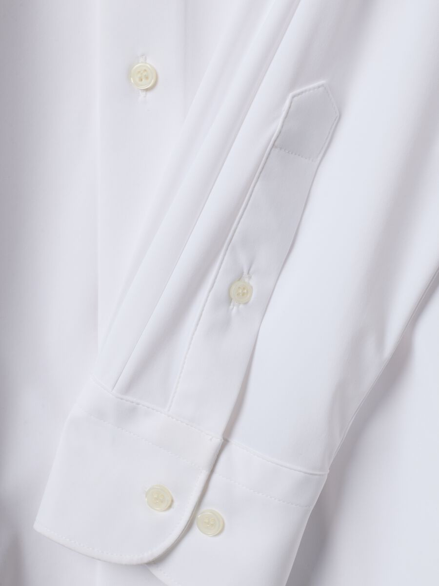 White slim-fit shirt in breathable stretch fabric with 4-way stretch_1