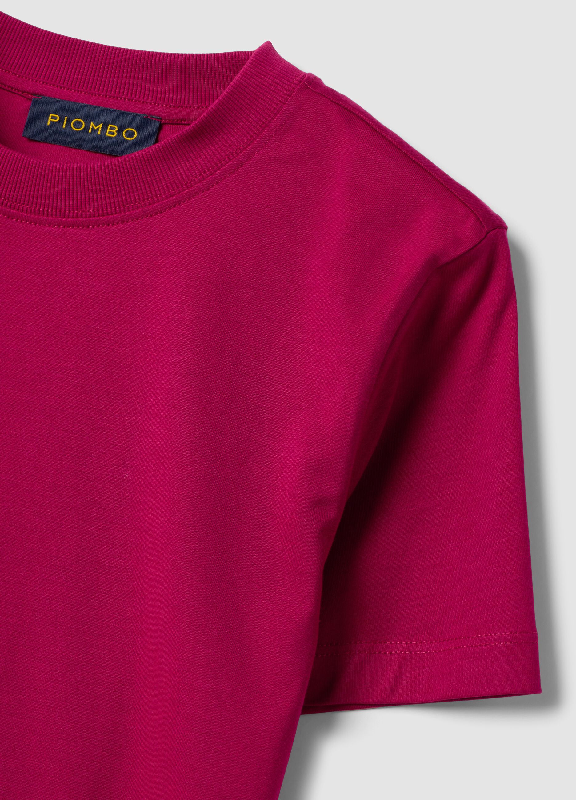 Pink regular-fit crew-neck T-shirt in pure Supima cotton