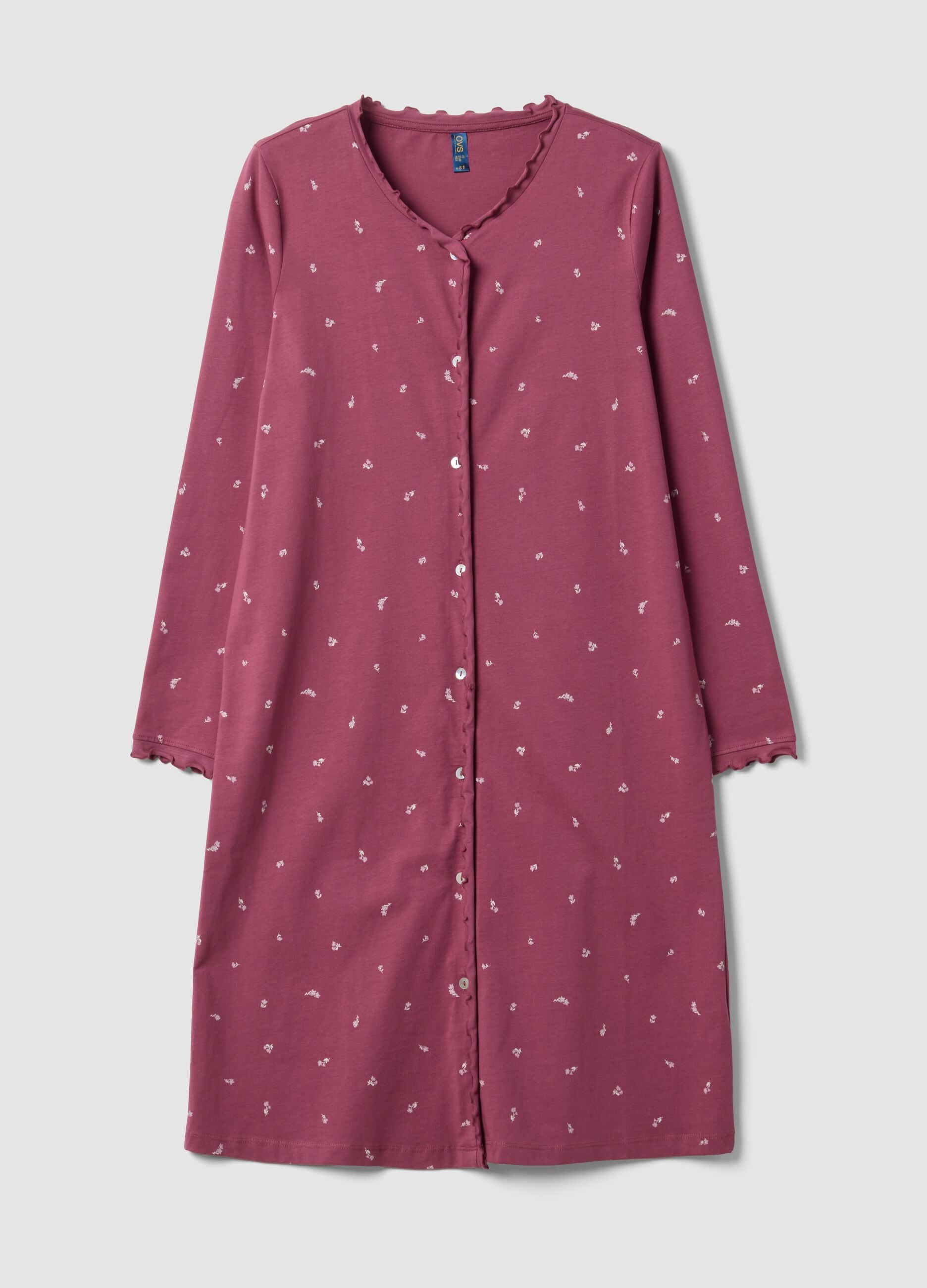 Purple organic cotton nightdress with crew neck