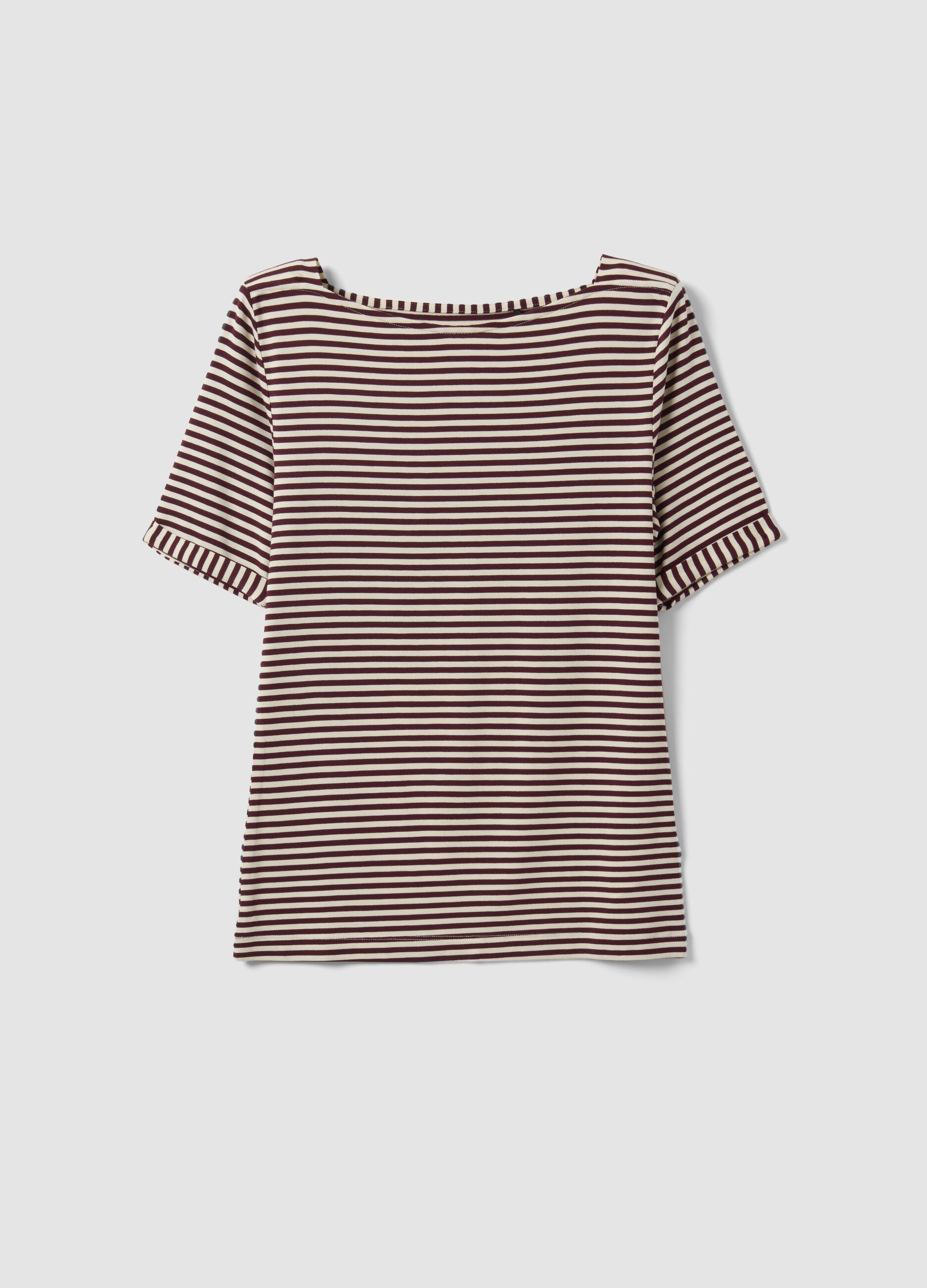 White striped stretch viscose T-shirt