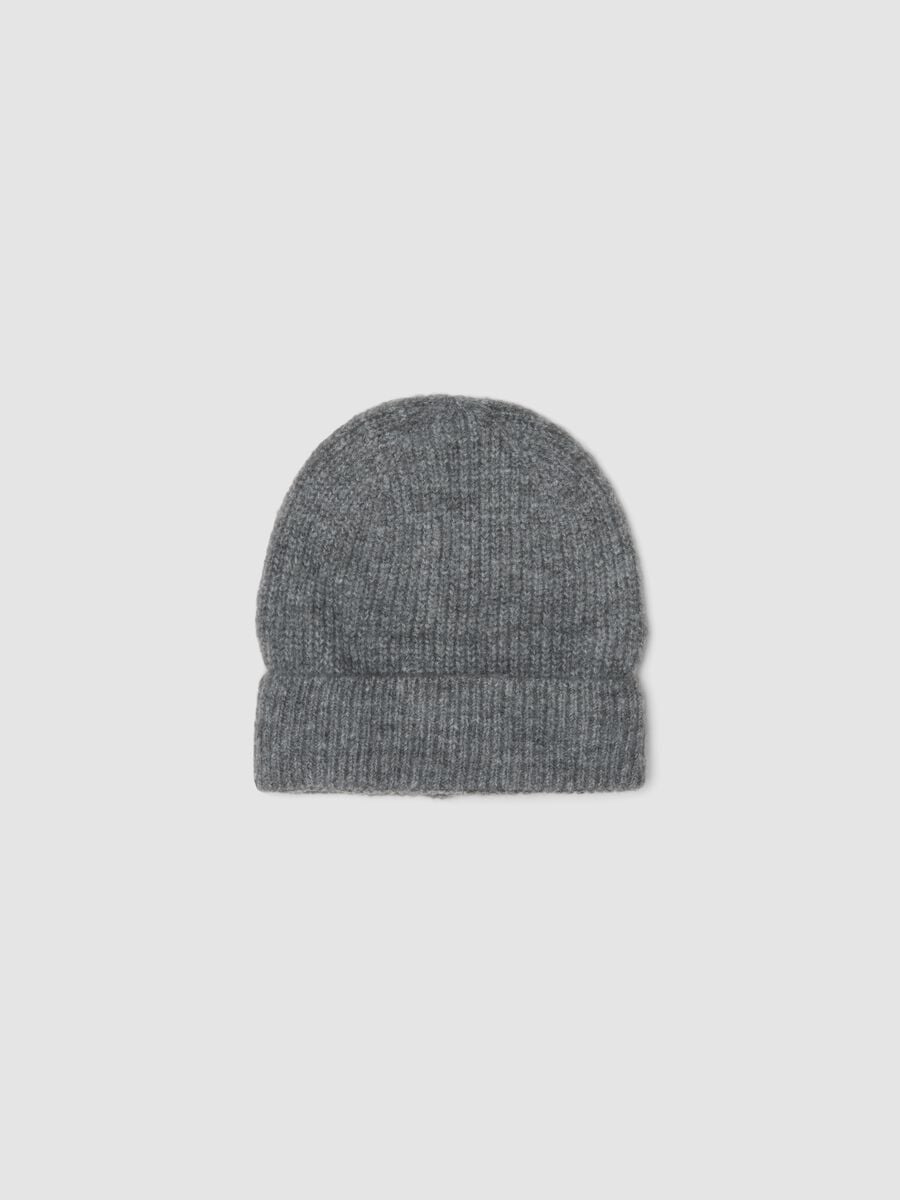 Cappello grigio melange in tessuto elasticizzato_0