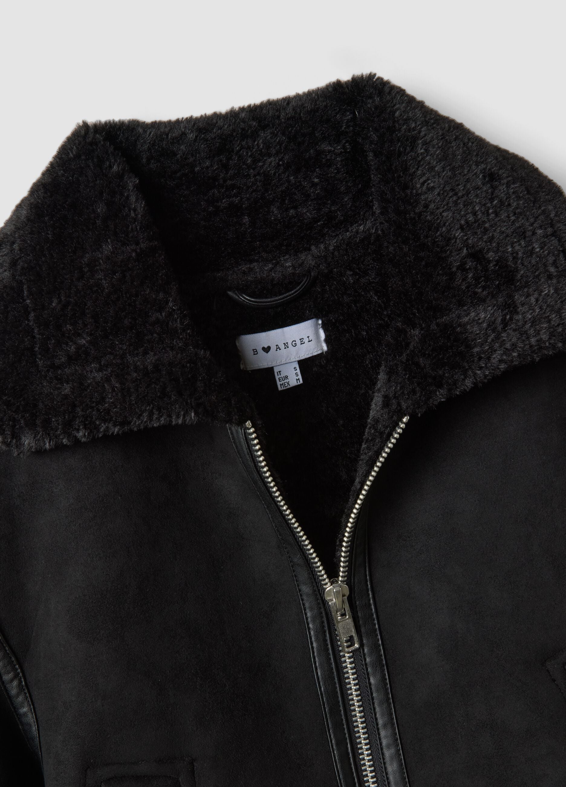 Black stretch-fabric jacket with zip