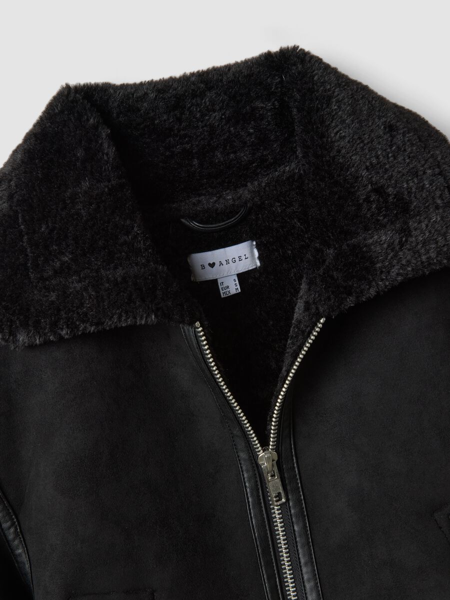 Black stretch-fabric jacket with zip_1