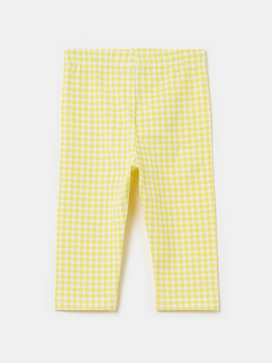 Three-quarter leggings with gingham pattern_0