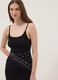 Black fitted ribbed stretch modal dress with straps_3