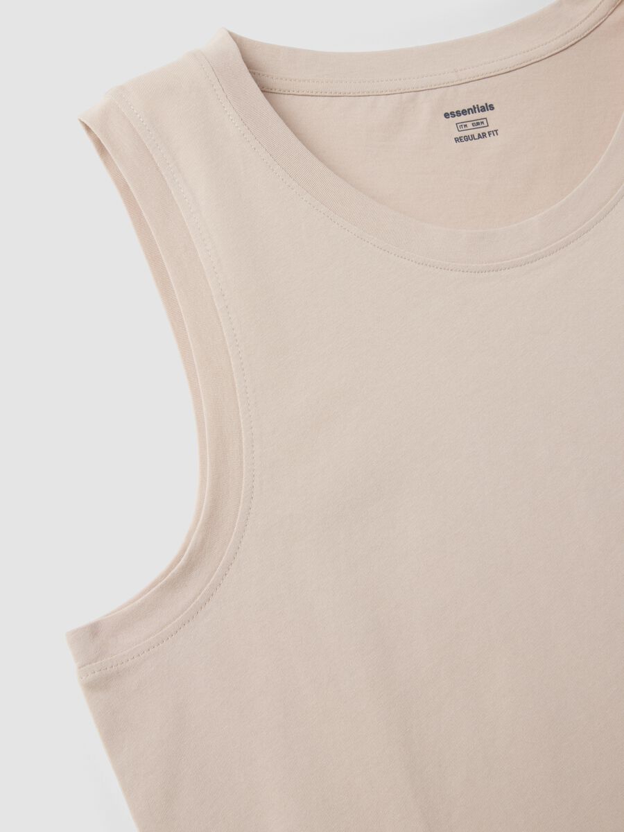 Beige pure cotton vest_5