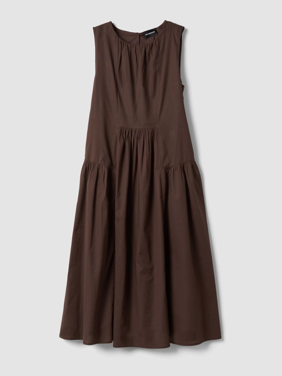 Vestido midi castanho em algod&atilde;o puro_4