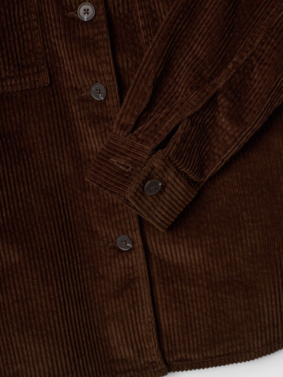 Dark brown pure cotton ribbed shirt_5