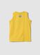 Yellow pure cotton vest top with sporty print_1