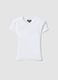 White fitted short-sleeved stretch organic cotton T-shirt for girls_0
