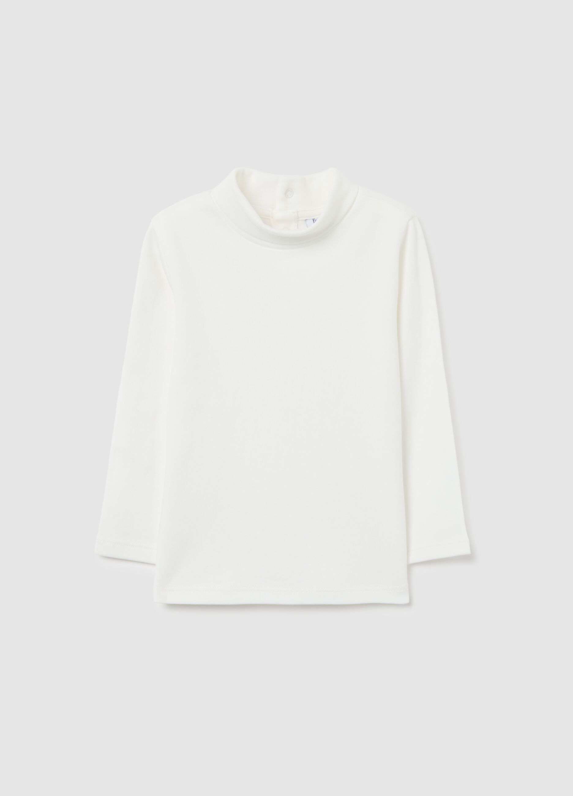 White high-neck baby t-shirt in pure cotton regular fit