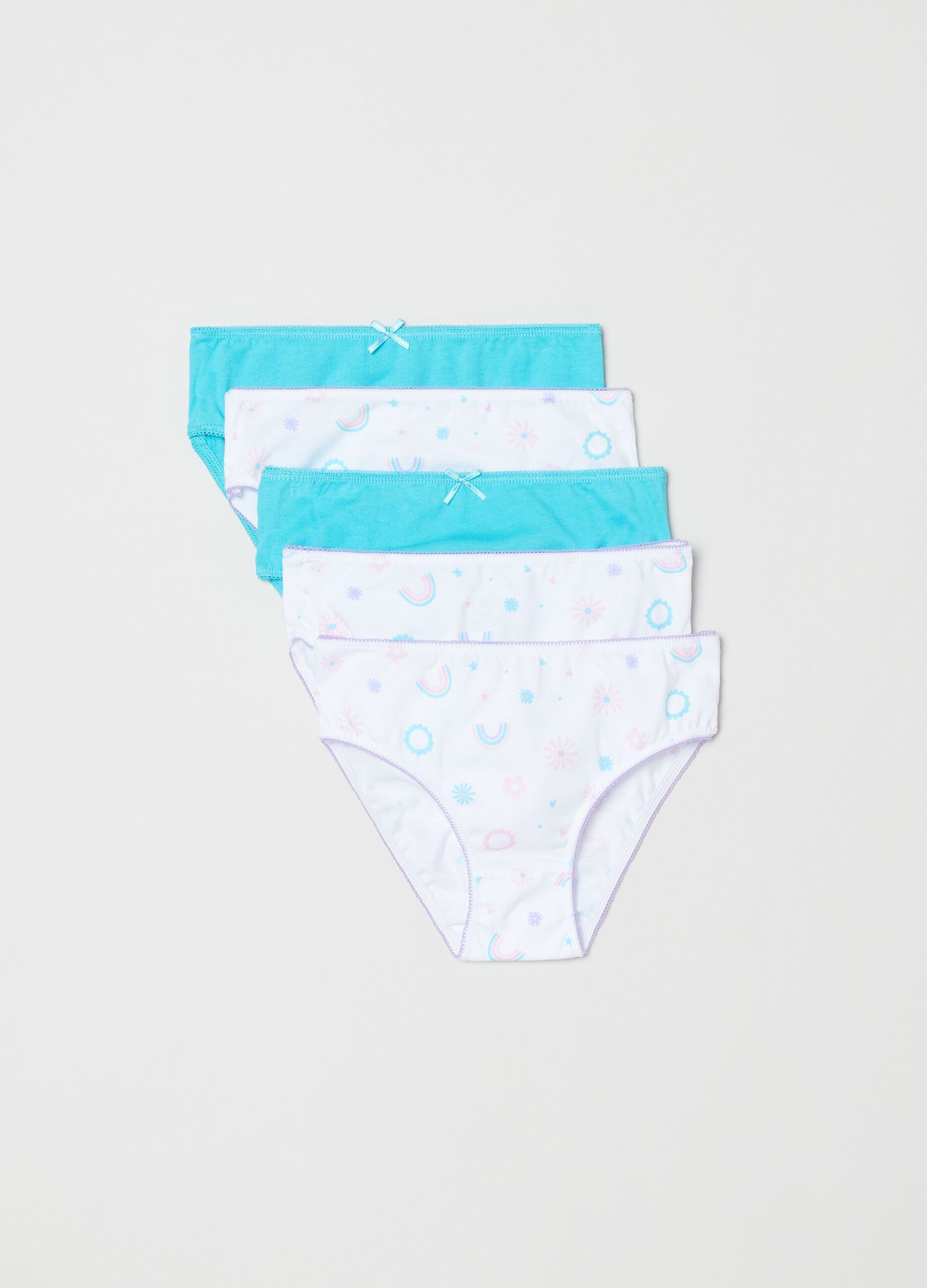 Five-pack cotton briefs with print