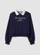 Blue cotton-blend sweatshirt with crew neck and contrast collar_4