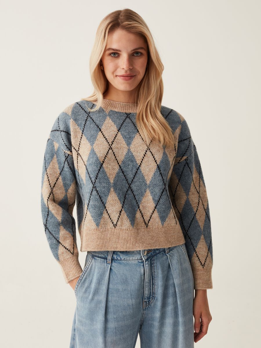Pullover with argyle pattern_0