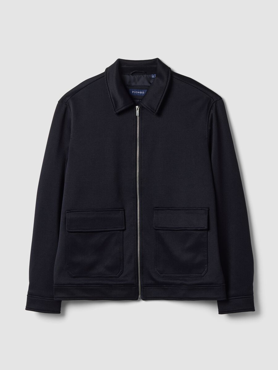 Blue padded stretch-fabric jacket_0