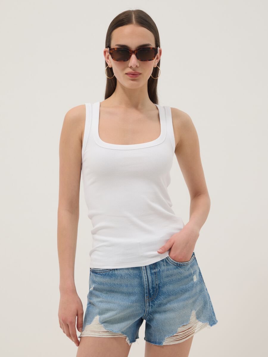 Wei&szlig;es Tanktop aus Stretch-Baumwolle_1