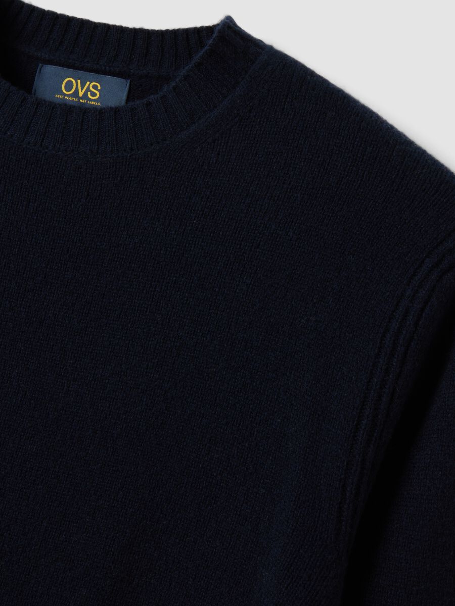 Navy blue crew-neck wool-blend jumper, regular fit_1