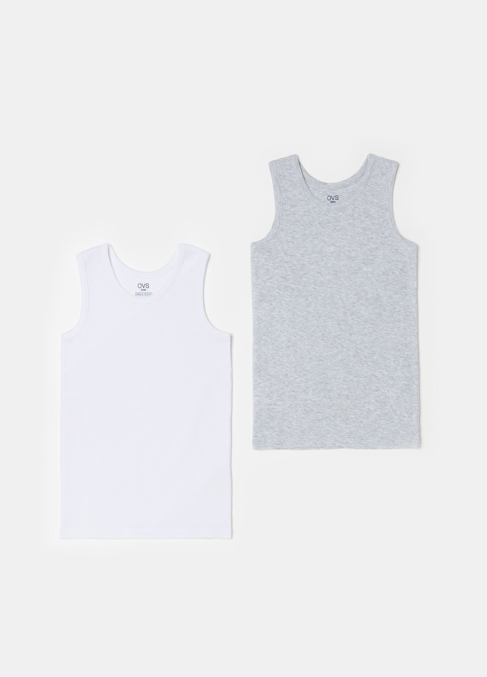 Two-pack racerback vests with round neckline