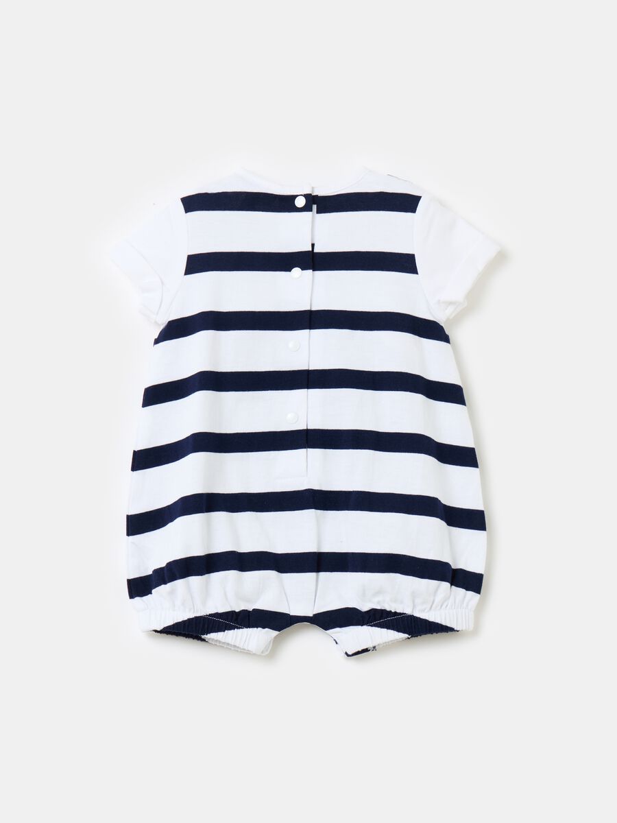 Striped organic cotton onesie with embroidery_1